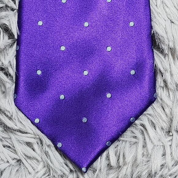 Tommy Hilfiger Tie Mens Purple Polka Dot 100% Silk Classic Necktie Formal 59in - Picture 3 of 11